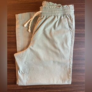 Women’s Green Khaki Linen Blend Leisure Pants - Size 8